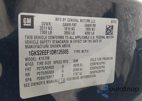 2013 GMC Yukon Denali from USA, damaged, VIN 1GKS2EEF1DR126905